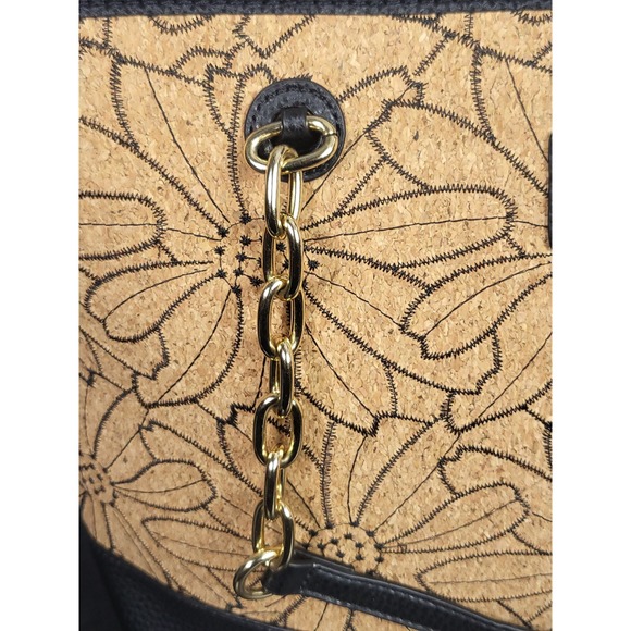 Anne‎ Klein Floral Cork Tote Bag Chain Strap Shoulder Bag Purse - Picture 6 of 11